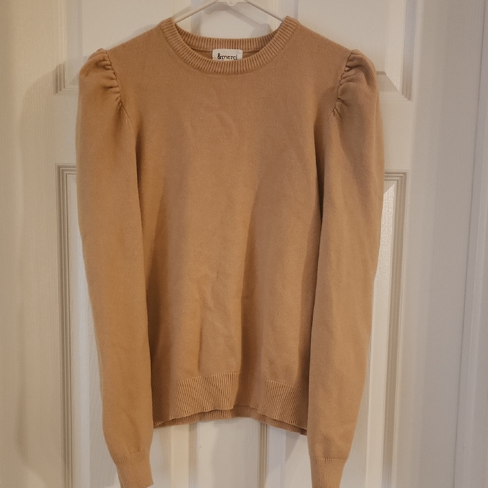 Puff Sleeve Tan Sweater